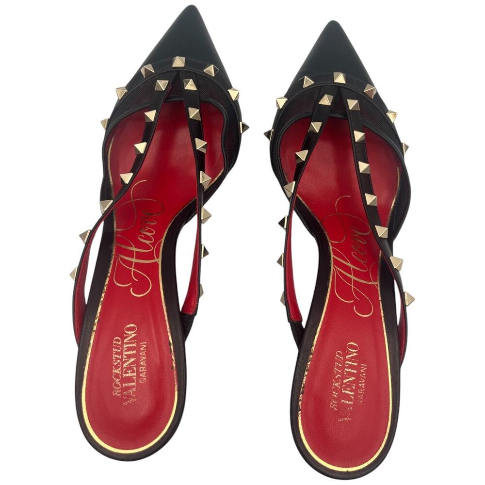 Valentino Garavani Rockstud Alcove Black Leather Pointed Toe Mules EU 39 / US 9 - Picture 8 of 8